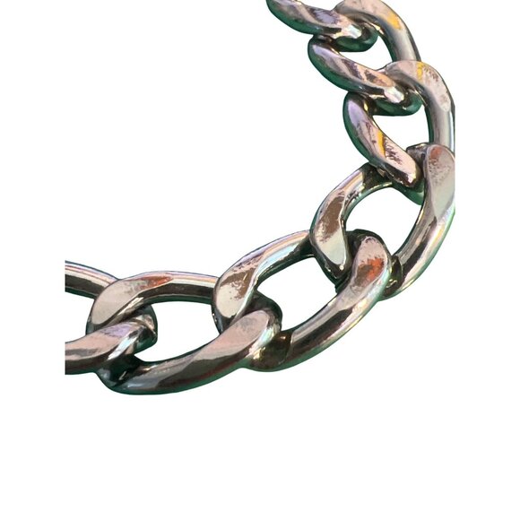 Silver Tone Purse Flat Chain Strap Replacement Handle 50" Long 3/8" Wide - Picture 2 of 4